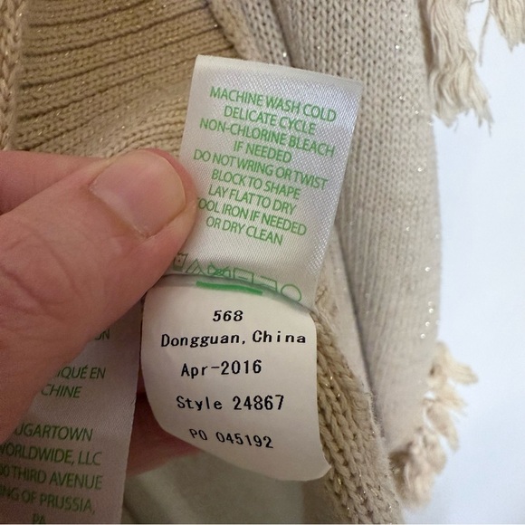 Lily Pulitzer Tatum Long Fringe Hem Cardigan Size Small Gold Metallic - Picture 5 of 14